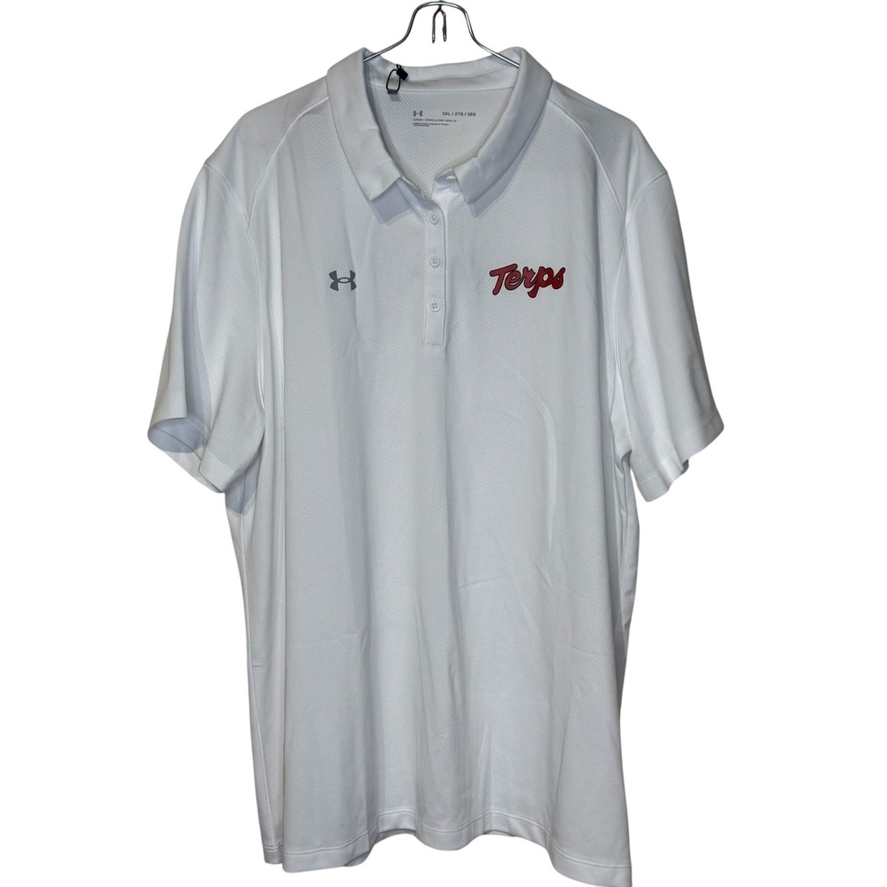 Under Armour Womens Polo White Maryland Terrapins Playoff Performance Loose 2XL